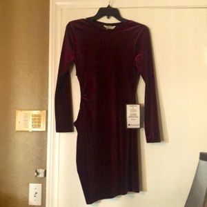 NWT rich velvet sexy party dress dark red velvet. Open waist on 1 side